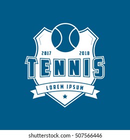 Tennis Emblem Flat Icon On Blue Background