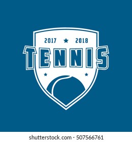 Tennis Emblem Flat Icon On Blue Background