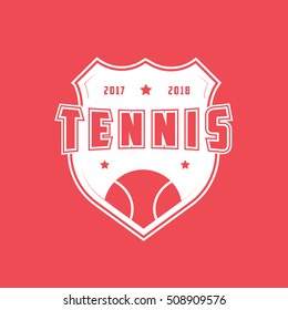 Tennis Emblem Flat Icon On Red Background
