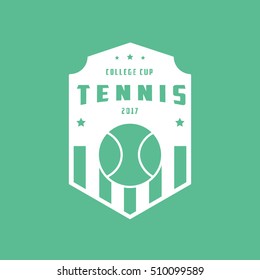 Tennis Emblem Flat Icon On Green Background