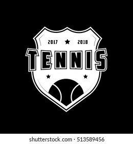 Tennis Emblem Flat Icon On Black Background