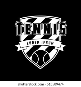 Tennis Emblem Flat Icon On Black Background