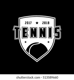 Tennis Emblem Flat Icon On Black Background
