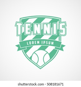 Tennis Emblem Green Flat Icon On White Background