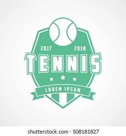 Tennis Emblem Green Flat Icon On White Background