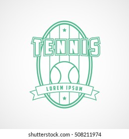 Tennis Emblem Green Line Icon On White Background