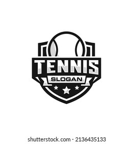 Tennis emblem logo design vector illustration