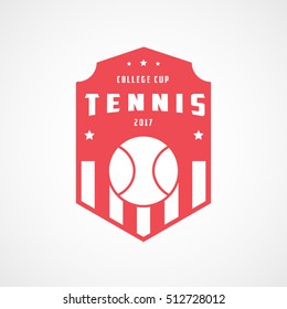 Tennis Emblem Red Flat Icon On White Background