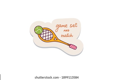 Tennis equipment doodle sticker design