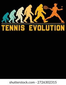 Diseño gráfico de la silueta del progreso humano de la evolución del tenis