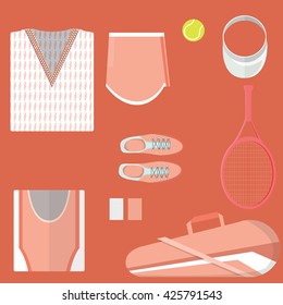 Tennis fashion set vector.