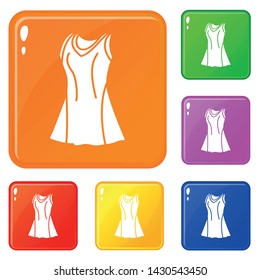 Tennis female form icons set collection vector 6 color isolated on white background