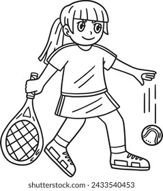 Tennis Female Player Dribbling Ball Isolated 