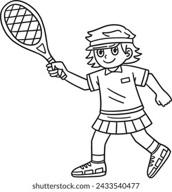 Tennis Female Player with a Racket Isolated 