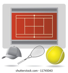 tennis field and accessories