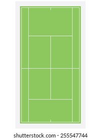 Tennis field, court with green grass vector isolated on white