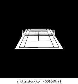 Tennis Field Flat Icon On Black Background