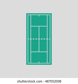 Tennis field mark icon. Gray background with green. Vector illustration.