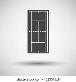 Tennis field mark icon on gray background with round shadow. Vector illustration.
