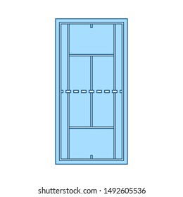 Tennis Field Mark Icon. Thin Line With Blue Fill Design. Vector Illustration.