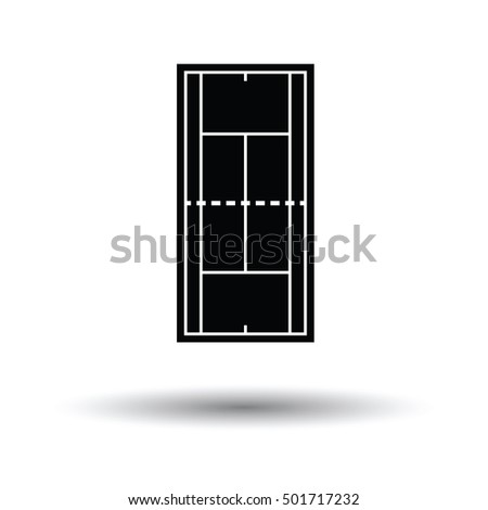 Tennis field mark icon. White background with shadow design. Vector illustration.