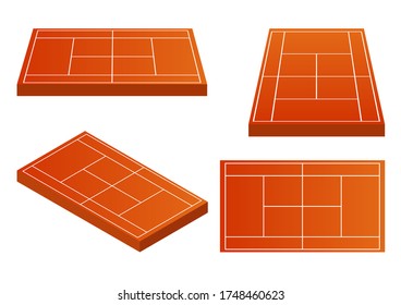 Tennis field with multiple viewing angles