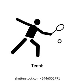 Tennis flat black icon vector isolated on white background