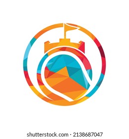 Tennis fort vector logo design. Castle tennis icon design.	