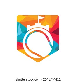 Tennis fort vector logo design. Castle tennis icon design.	