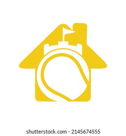 Tennis fort vector logo design. Castle tennis icon design.	