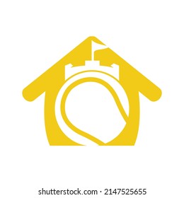 Tennis fort vector logo design. Castle tennis icon design.	