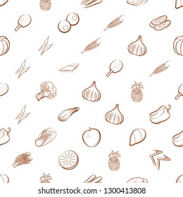 Tennis, Fruits and Vegetables set. Background for printing, design, web. Usable as icons. Seamless. Binary color.