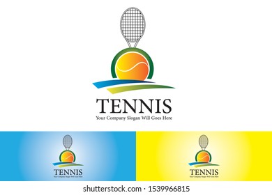 tennis game playing vector logo 02