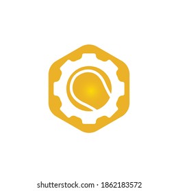 Tennis Gear vector logo design template. Unique tennis and industrial logotype design template.	
