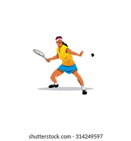 Tennis girl sign. Vector Illustration. Branding Identity Corporate logo design template Isolated on a white background