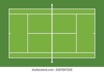 Tennis grass court top view - vector - green field