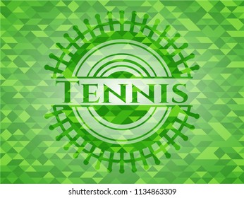 Tennis green emblem with mosaic background