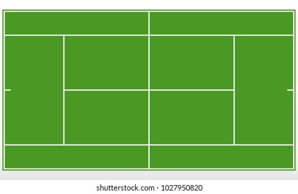 Tennis green field. Template tennis court with lines. Vector illustration.