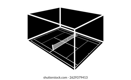 tennis hall symbol, black isolated silhouette