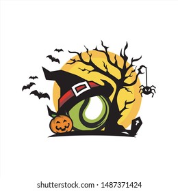 Tennis Halloween Tree Moon Logo