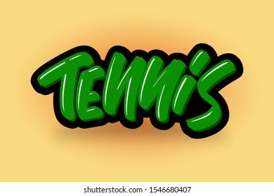 Tennis hand drawn modern brush lettering. Vector illustration logo text for business, print and advertising.