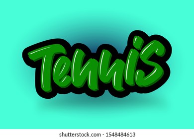 Tennis hand drawn modern brush lettering. Vector illustration logo text for business, print and advertising.