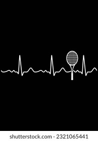 Tennis heartbeat vector art design, eps file. design file for t-shirt. SVG, EPS cuttable design file