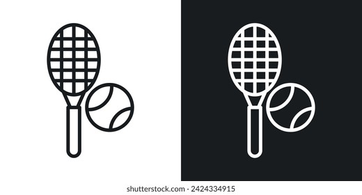 Tennis Icon Designed in a Line Style on White Background.