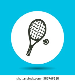 Tennis icon. Flat vector illustration in black on white background.