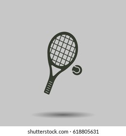 tennis icon. Flat vector illustration in black on white background.