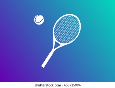 Tennis icon. Gradient background. Vector illustration.