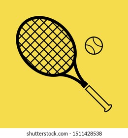 Tennis icon isolated on Yellow Background. Sport Concept. - Vector 