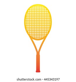 Tennis icon and logotype. Colorful tennis racket. Vector illustration isolated on white background.