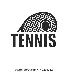 Tennis icon and logotype. Tennis racket isolated on white background.